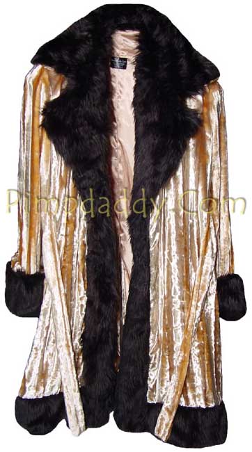 Pimpdaddy&reg; Big Baller&trade; Pimp Suits - Gold Minky Velvet w/Black Fur Suit